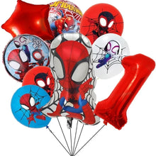 Lade das Bild in den Galerie-Viewer, Spider-Man Kindergeburtstag Luftballons 9 Stk. mit Jahreszahl