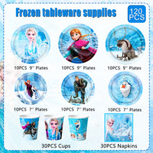 Lade das Bild in den Galerie-Viewer, Die Eiskönigin Frozen Geburtstag Party Deko - Teller, Becher und Servietten (120 Stk. im Set)