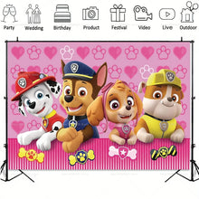 Lade das Bild in den Galerie-Viewer, Pinke Paw Patrol Happy Birthday Poster Banner mit Skye und Everest Motiven
