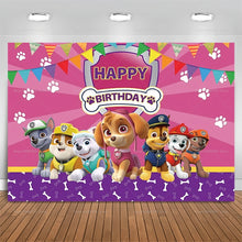 Lade das Bild in den Galerie-Viewer, Pinke Paw Patrol Happy Birthday Poster Banner mit Skye und Everest Motiven