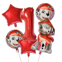 Lade das Bild in den Galerie-Viewer, Paw Patrol Kindergeburtstag 6er Ballon Set mit Jahreszahl