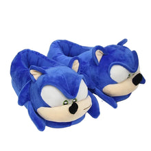 Lade das Bild in den Galerie-Viewer, Flauschige Plüsch Hausschuhe im Sonic der Igel Look