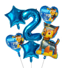 Lade das Bild in den Galerie-Viewer, Paw Patrol Kindergeburtstag 6er Ballon Set mit Jahreszahl
