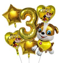 Lade das Bild in den Galerie-Viewer, Paw Patrol Kindergeburtstag 6er Ballon Set mit Jahreszahl