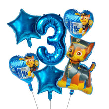 Lade das Bild in den Galerie-Viewer, Paw Patrol Kindergeburtstag 6er Ballon Set mit Jahreszahl