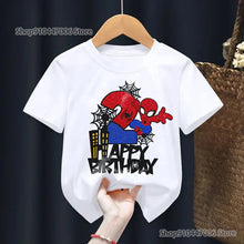 Lade das Bild in den Galerie-Viewer, Spiderman Happy Birthday T-Shirt mit Altersangabe Geburtstags Shirt
