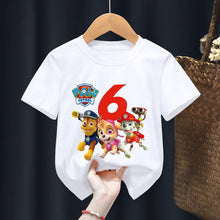 Lade das Bild in den Galerie-Viewer, Weißes Paw Patrol Geburtstag T-Shirts mit Altersangabe