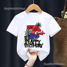 Lade das Bild in den Galerie-Viewer, Spiderman Happy Birthday T-Shirt mit Altersangabe Geburtstags Shirt