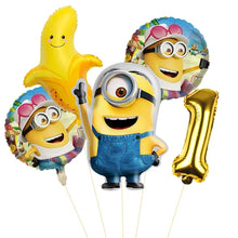 Lade das Bild in den Galerie-Viewer, Minions Ballons für den Kindergeburtstag mit Jahreszahl