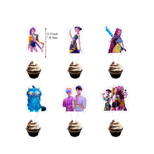 Lade das Bild in den Galerie-Viewer, KPop Girl Demon Hunters Geburtstag Deko Set mit Ballons, Jahreszahl, Kuchen Deko und Banner