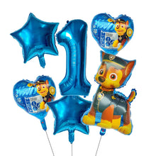 Lade das Bild in den Galerie-Viewer, Paw Patrol Kindergeburtstag 6er Ballon Set mit Jahreszahl