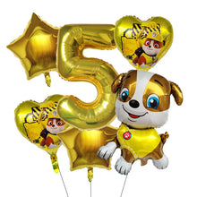 Lade das Bild in den Galerie-Viewer, Paw Patrol Kindergeburtstag 6er Ballon Set mit Jahreszahl