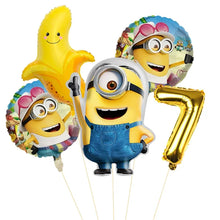 Lade das Bild in den Galerie-Viewer, Minions Ballons für den Kindergeburtstag mit Jahreszahl