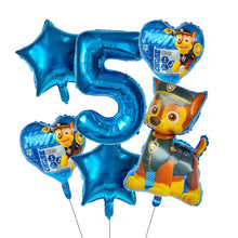 Lade das Bild in den Galerie-Viewer, Paw Patrol Kindergeburtstag 6er Ballon Set mit Jahreszahl