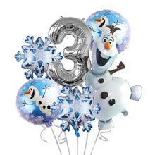 Lade das Bild in den Galerie-Viewer, Frozen Eiskönigin Geburtstag Ballon Set mit Olaf und Jahreszahl