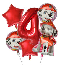 Lade das Bild in den Galerie-Viewer, Paw Patrol Kindergeburtstag 6er Ballon Set mit Jahreszahl