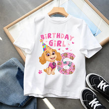 Lade das Bild in den Galerie-Viewer, Skye Paw Patrol Birthday Girl Kinder T-Shirt mit Jahreszahl für Geburtstag, Feier