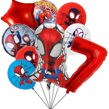 Lade das Bild in den Galerie-Viewer, Spider-Man Kindergeburtstag Luftballons 9 Stk. mit Jahreszahl