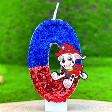 Lade das Bild in den Galerie-Viewer, Paw Patrol Kindergeburtstagskerze mit Jahreszahl und Skye, Chase oder Rubble Motiv