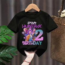 Lade das Bild in den Galerie-Viewer, Hunterix Kpop Demon Hunter Geburtstags Tshirt für Kinder mit Happy Birthday