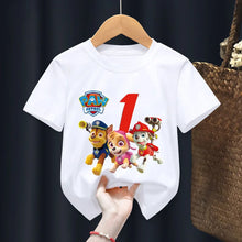 Lade das Bild in den Galerie-Viewer, Weißes Paw Patrol Geburtstag T-Shirts mit Altersangabe