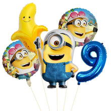 Lade das Bild in den Galerie-Viewer, Minions Ballons für den Kindergeburtstag mit Jahreszahl