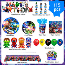 Lade das Bild in den Galerie-Viewer, Superhelden Geburtstags-Deko-Set mit 115 Teilen mit Hulk, Iron Man, Cap. America Motiven