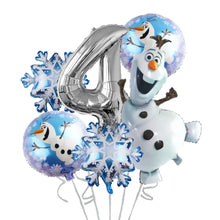 Lade das Bild in den Galerie-Viewer, Frozen Eiskönigin Geburtstag Ballon Set mit Olaf und Jahreszahl