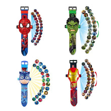 Lade das Bild in den Galerie-Viewer, Kinder Armbanduhr mit Projektor - viele Motive Spiderman, Iron Man, Frozen, Cars etc.