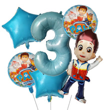 Lade das Bild in den Galerie-Viewer, Paw Patrol Kindergeburtstag 6er Ballon Set mit Jahreszahl