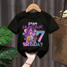 Lade das Bild in den Galerie-Viewer, Hunterix Kpop Demon Hunter Geburtstags Tshirt für Kinder mit Happy Birthday