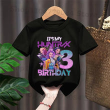 Lade das Bild in den Galerie-Viewer, Hunterix Kpop Demon Hunter Geburtstags Tshirt für Kinder mit Happy Birthday