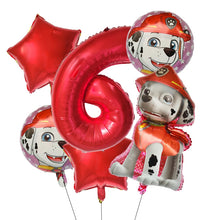 Lade das Bild in den Galerie-Viewer, Paw Patrol Kindergeburtstag 6er Ballon Set mit Jahreszahl