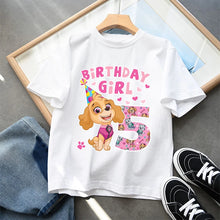 Lade das Bild in den Galerie-Viewer, Skye Paw Patrol Birthday Girl Kinder T-Shirt mit Jahreszahl für Geburtstag, Feier