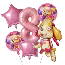 Lade das Bild in den Galerie-Viewer, Paw Patrol Kindergeburtstag 6er Ballon Set mit Jahreszahl
