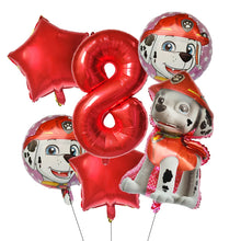 Lade das Bild in den Galerie-Viewer, Paw Patrol Kindergeburtstag 6er Ballon Set mit Jahreszahl
