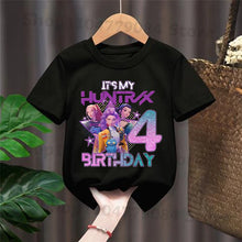 Lade das Bild in den Galerie-Viewer, Hunterix Kpop Demon Hunter Geburtstags Tshirt für Kinder mit Happy Birthday