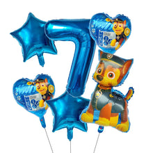 Lade das Bild in den Galerie-Viewer, Paw Patrol Kindergeburtstag 6er Ballon Set mit Jahreszahl