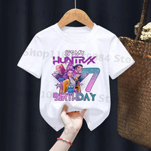 Lade das Bild in den Galerie-Viewer, Hunterix Kpop Demon Hunter Geburtstags Tshirt für Kinder mit Happy Birthday