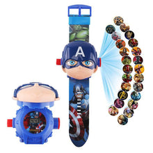 Lade das Bild in den Galerie-Viewer, Kinder Armbanduhr mit Projektor - viele Motive Spiderman, Iron Man, Frozen, Cars etc.