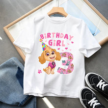 Lade das Bild in den Galerie-Viewer, Skye Paw Patrol Birthday Girl Kinder T-Shirt mit Jahreszahl für Geburtstag, Feier