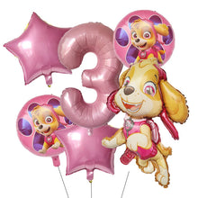 Lade das Bild in den Galerie-Viewer, Paw Patrol Kindergeburtstag 6er Ballon Set mit Jahreszahl