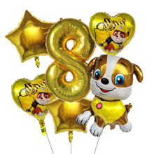 Lade das Bild in den Galerie-Viewer, Paw Patrol Kindergeburtstag 6er Ballon Set mit Jahreszahl