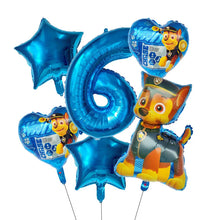 Lade das Bild in den Galerie-Viewer, Paw Patrol Kindergeburtstag 6er Ballon Set mit Jahreszahl