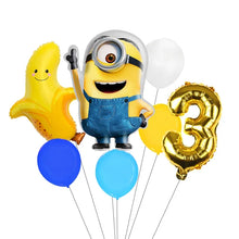 Lade das Bild in den Galerie-Viewer, Minions Ballons für den Kindergeburtstag mit Jahreszahl