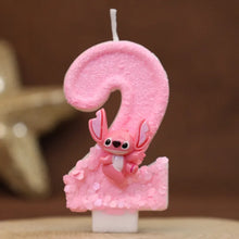 Lade das Bild in den Galerie-Viewer, Pinke Angel und Lilo & Stitch Geburtstagskerzen mit Jahreszahl