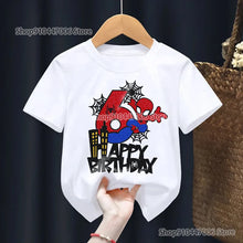 Lade das Bild in den Galerie-Viewer, Spiderman Happy Birthday T-Shirt mit Altersangabe Geburtstags Shirt