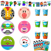 Lade das Bild in den Galerie-Viewer, Toy Story Kindergeburtstag Deko Set mit Banner, Tellern, Becher, Servietten 133 Teile