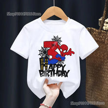 Lade das Bild in den Galerie-Viewer, Spiderman Happy Birthday T-Shirt mit Altersangabe Geburtstags Shirt