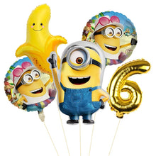 Lade das Bild in den Galerie-Viewer, Minions Ballons für den Kindergeburtstag mit Jahreszahl